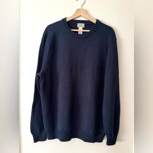 Y2K L.L. Bean Men's Deep Blue Cotton Crewneck Knit Sweater